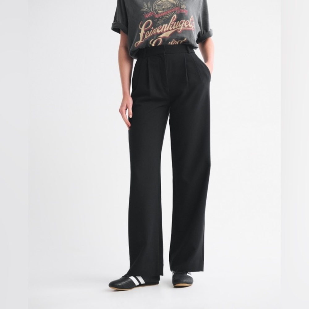 Abercrombie & Fitch Black Sloane Tailored Wide Leg Pants 32 Long